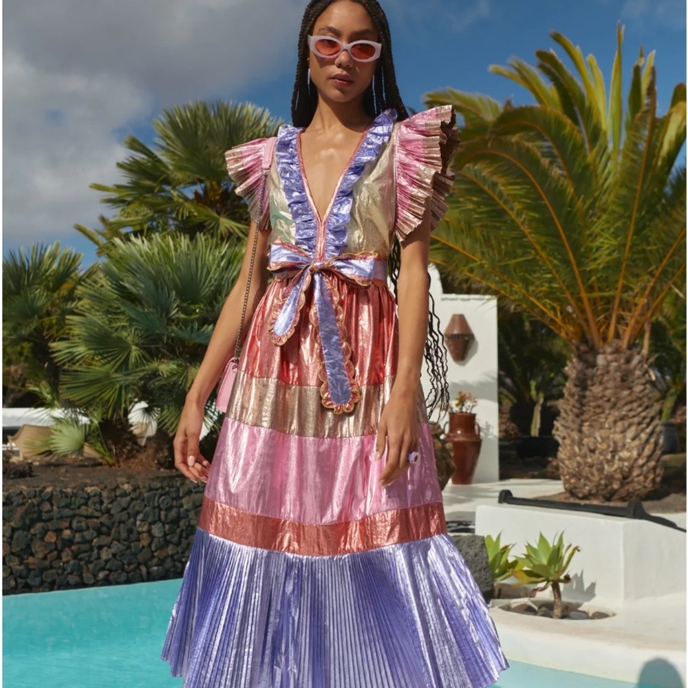 CECILIA B TOURMALINE METALLIC DRESS